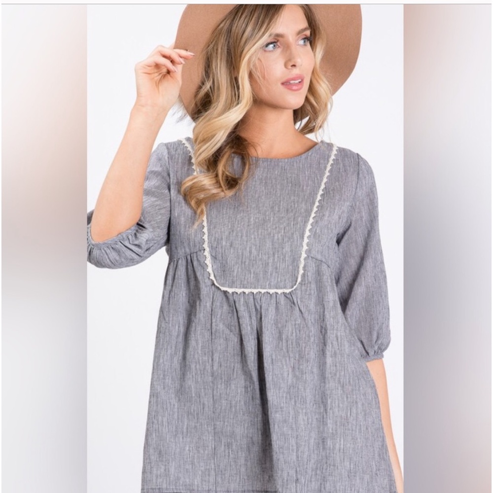 Cotton Linen Bubble Sleeve Top